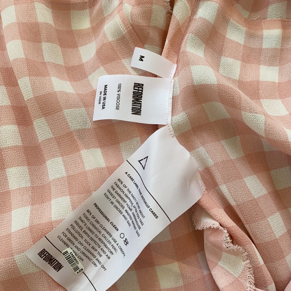 Reformation pink gingham wrap mini dress - Picture 3 of 4